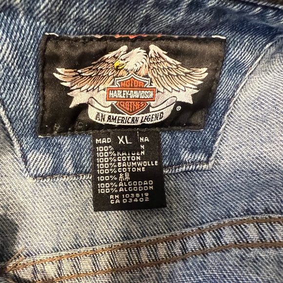Harley Davidson Denim Vest Vintage 100% Cotton Biker Motorcycle Patches - Picture 3 of 6